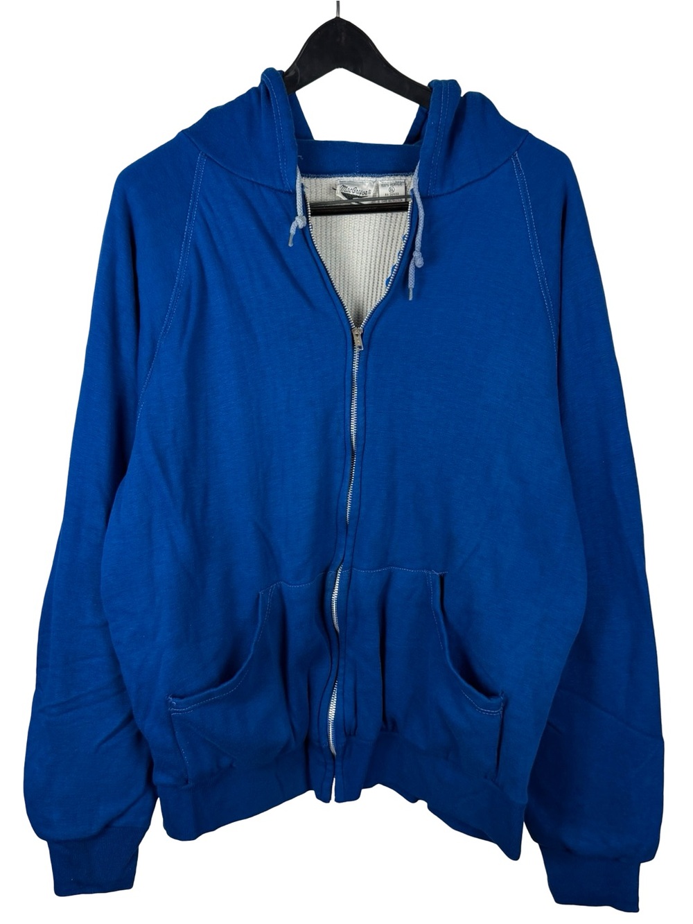 Vintage 1980s MacGregor Thermal Lined Boxy Blue Full Zip Hoodie Size XL